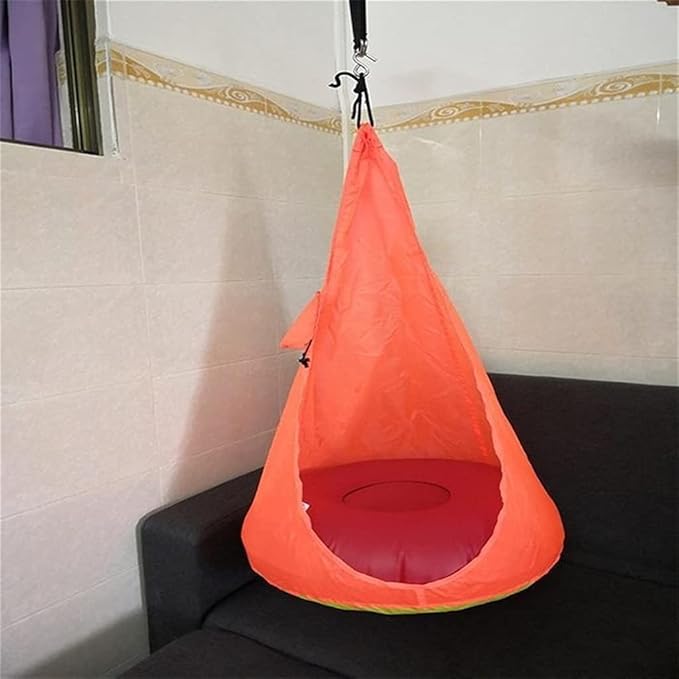 Portable Hammock Portable Home Child Hammock Chair Kids Swing Pod Single Person Outdoor Indoor All Season Hanging Seat for Backpacking Beach (Color : Orange)