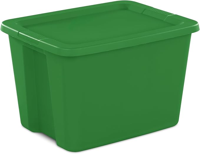 18-Gallon Plastic Storage Bins with Snap-on Lids – 8-Pack Home Organization Essential (Dark Green)