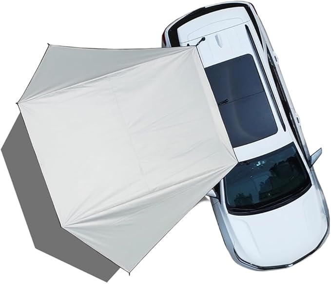 Car Side Awning Tent for Jeep Compass 2017-2025 SUV 5-Seater Oxford Fabric Camping Vehicle Side Sun Shelter Portable Tailgate ShelterOff White-2m Iron Rod Set