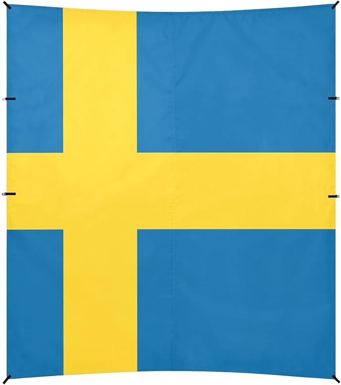 Sweden Flag Beach Tent UPF50 Waterproof Shade Sun Shelter with Sandbags &amp Sand Shovel for Backyard and Camping