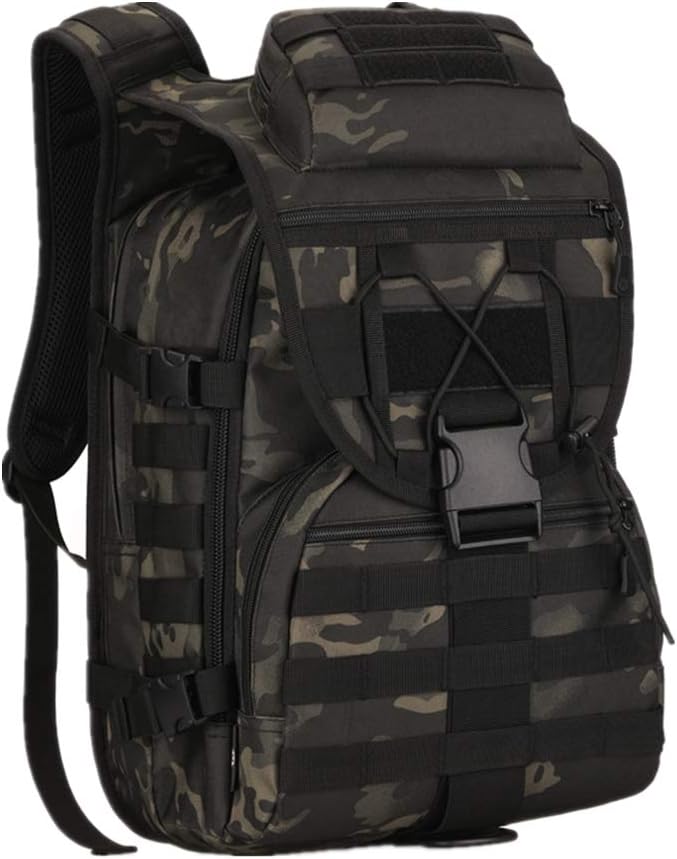 40L Tactical Military Molle Backpack Water&ampAbrasion Resistant Outdoor Hunting Trekking Bag (Black scorpion Camouflage)