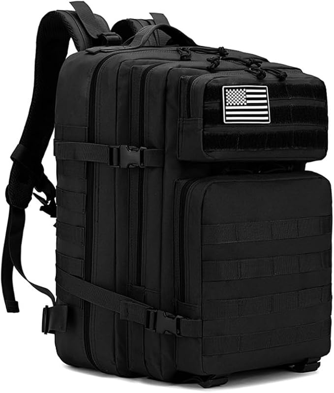 Tactical Backpack for Men Large Military Style Hiking Backpack with MOLLE System Travel Camping Bag for Trekking (black)