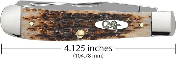 Case XX WR Pocket Knife Amber Jigged Bone Trapper Item #164 - (6254 SS) - Length Closed: 4 1/8 Inches