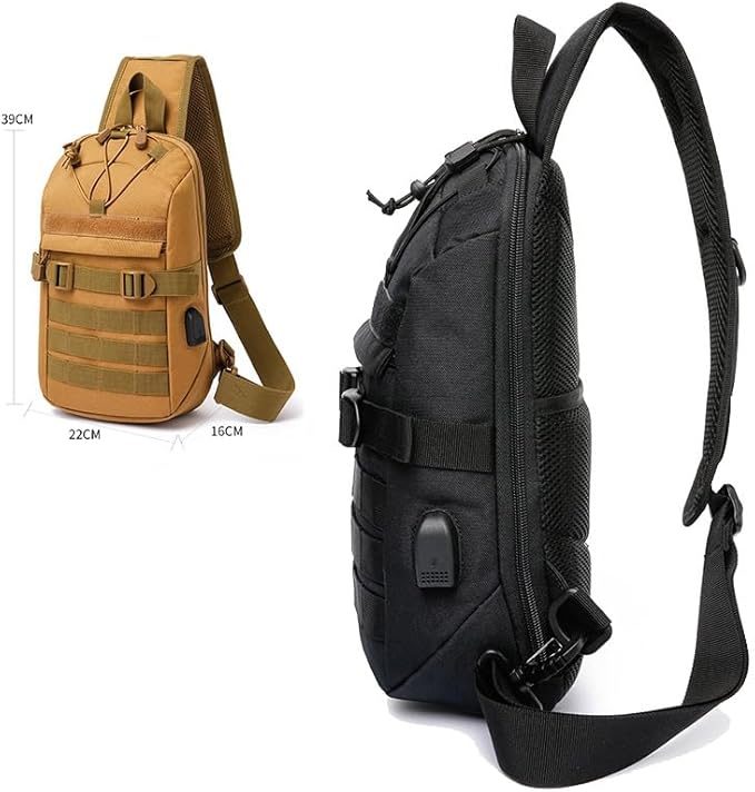 Outdoor Sports Hiking Sling Bag Shoulder Pack Camouflage Tactical Molle Chest Bag - Tan