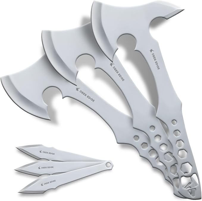 Professional Throwing Axe Set Pack of 6-11.5 Throwing Axe with Nylon Sheath - Stainless Steal Chopping Hatchet with Abs Handle for Competition and Recreation