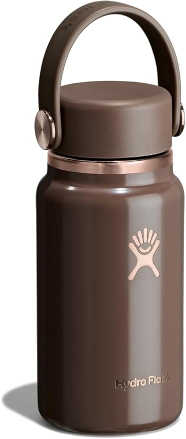 Hydro Flask Micro Bottle - Leak Proof Purse or Pocket Flask - Insulated Mini Water Bottle 6.7 Oz Chocolate Rose Gold