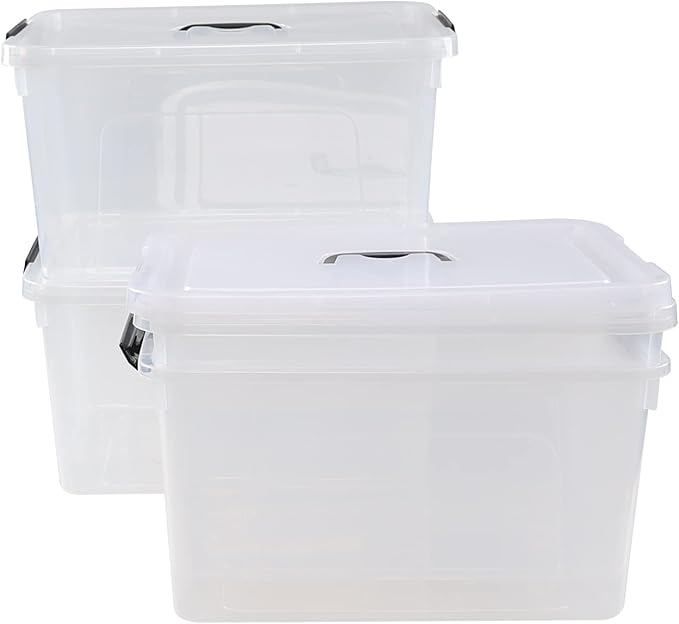 20-Quart Plastic Bins with Lid Clear Plastic Boxes with Handles 4-Pack