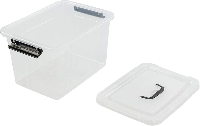 Farmoon 12 Quart Clear Storage Bin Plastic Stackable Box/Cotainer with Lid and Black Handle