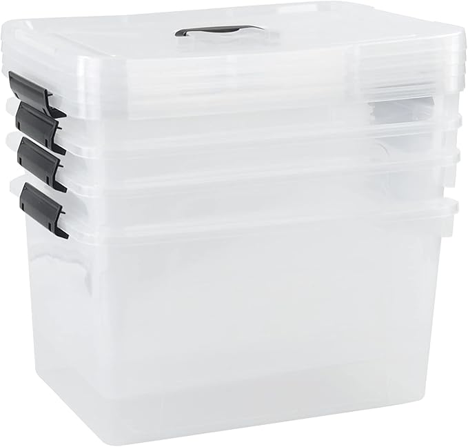 4-Pack 18 L Plastic Storage Box Clear Latch Storage Bin with Lid
