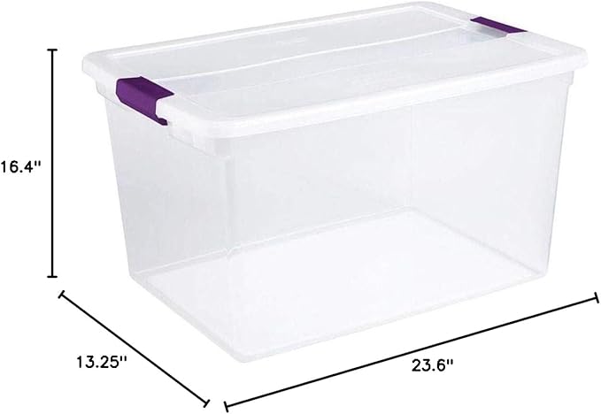 Sterilite 66 Quart Clear Latch Lid Storage Container Tote 12 Pack and 15 Quart Clear Latch Lid Storage Container Tote 12 Pack for Home Organization