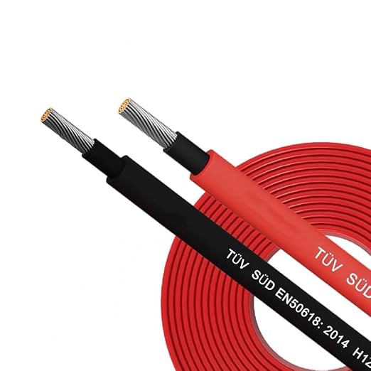 Solar Cable 10AWG 20FT Black + 20FT Red 10 Gauge Wire Solar Extension Cable Wire with 4 Pairs Solar Connectors for RV Photovoltaic Systems Solar Panel Wire Pure Copper Wire (20 ft)