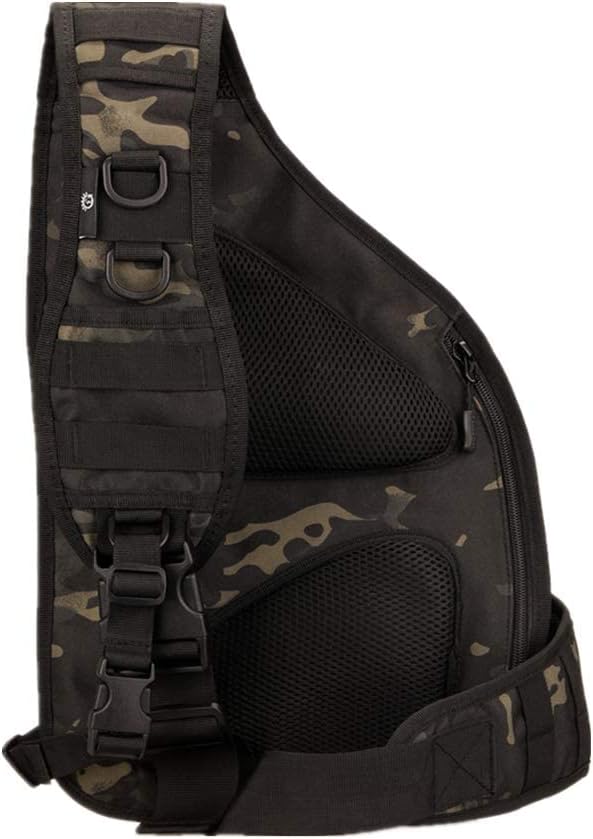 UNISTRENGH Men's Tactical Sling Bag Sling Backpack Military Shoulder Bag MOLLE Assault Range Bag for Outdoor Camping Hunting (Black-scorpion Camouflage)