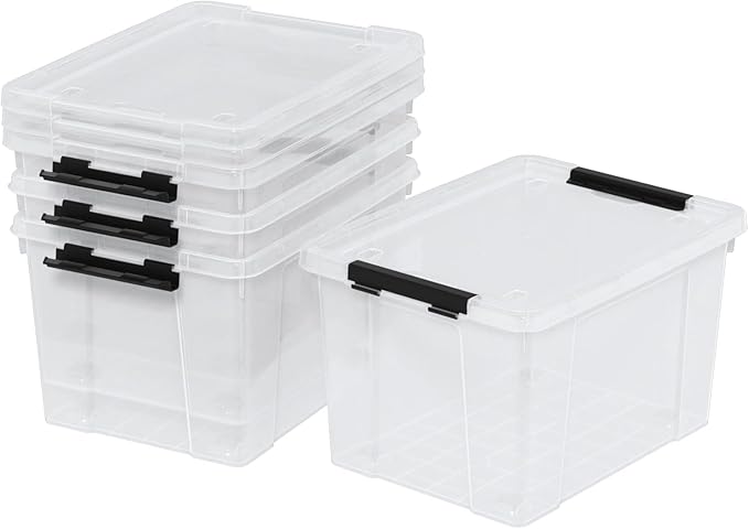 50 Quart Plastic Storage Container with Wheels Clear Large Storage Bin 4 Packs