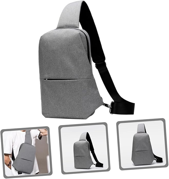 Strap Sling Backpack Men's Crossbody Bag Chest Bag for Hiking Cycling Camping Light Grey