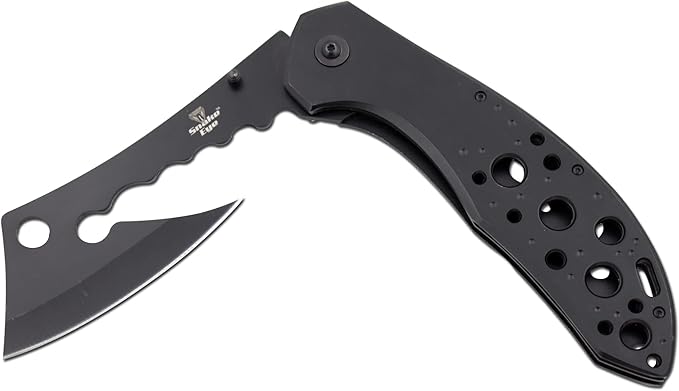 Snake Eye Tactical 12 Jumbo Huge Heavy Duty Ultra Smooth One Hand Opening Folding Pocket Knife Limited Edition Collectors Knife - Ideal for Recreational Work Hiking Camping (Black)