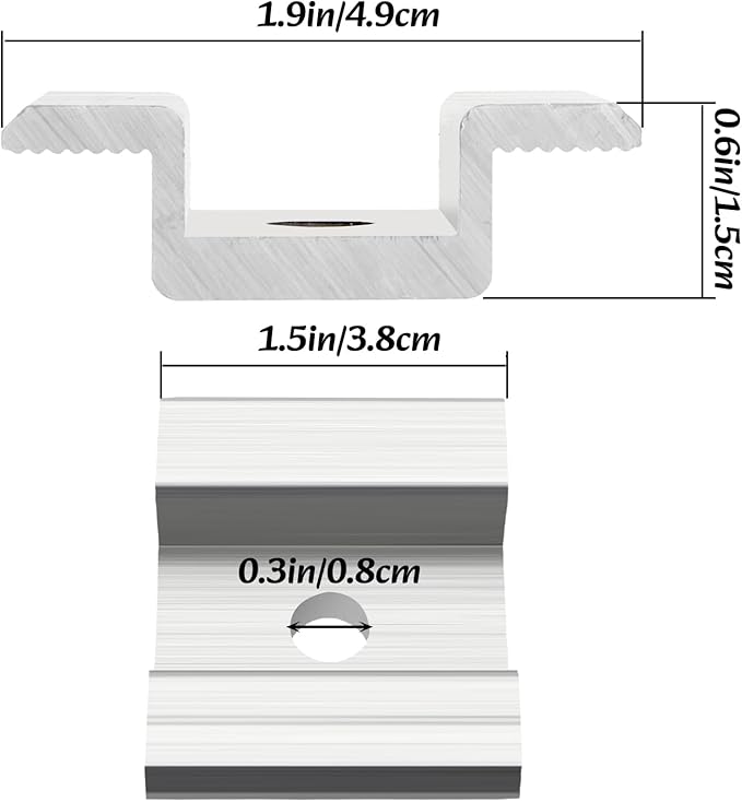 YOUEON 48 Pcs Solar Panel Mid Clamps for 35-50mm Solar Planels 1.06 Inch Aluminum Solar Panel Bracket for Solar Panels PV Mounting Accessories