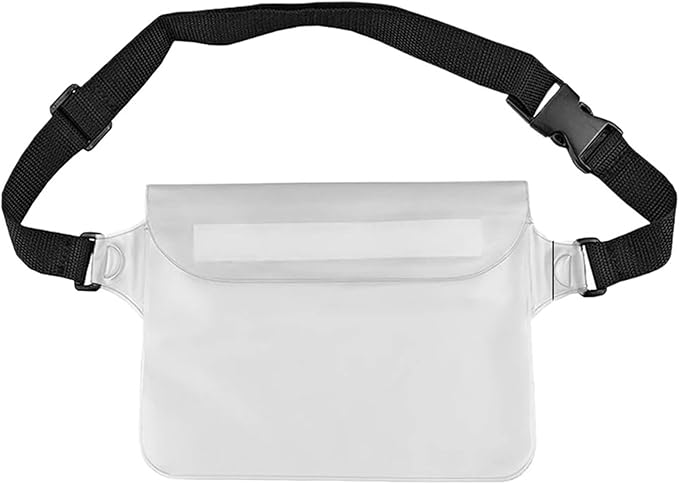 Waterproof Dry Bag Waterproof Swimming Bag Underwater Mobile Phone Bags Ski Drift Diving Shoulder Waist Pack 3 Layer Transparent Dry Protection Bag for SwimmingBoating(White1)