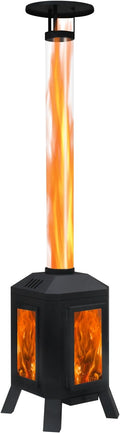 Wood Burning Patio Heater with Glass Viewing Window Glass Tube Fire Pits for Outside Wood Burning Outdoor Fire Pit for Backyard Patio
