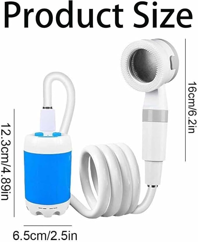 Portable Camping Shower Pump-Rechargeable Outdoor Shower Head SprayerElectric Showerhead with Hose Off Grid Showers System with Heater