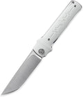 Petrified fish PFB04 Tena Folding Knife 3.82 D2 Steel Satin Blade G10 Handle Pocket Folding knife for EDC Camping Outdoor (White Satin)