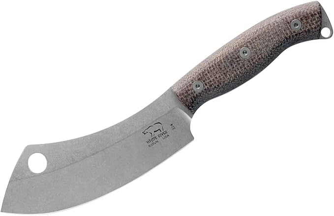 White River Knives Camp Cleaver Natural Burlap Micarta Handle