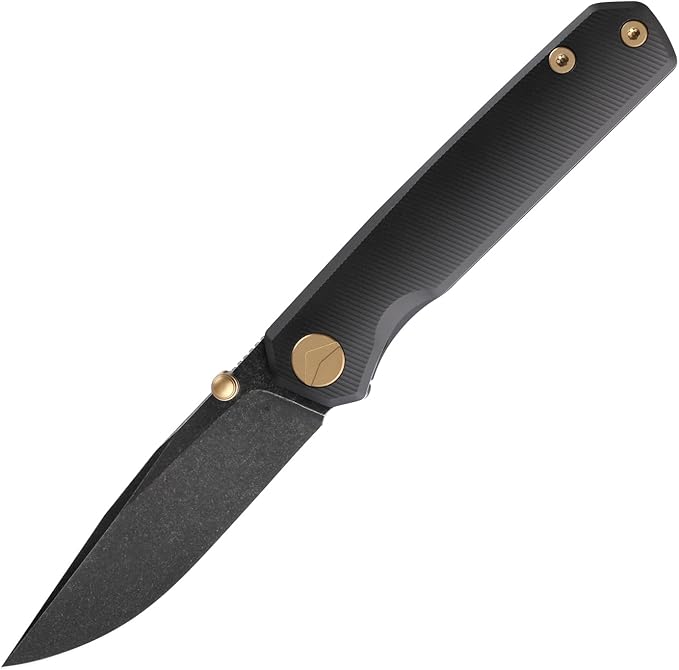 Folding Pocket Knife 2.95 Elmax Blade EDC Knife with Titanium Handle and Frame Lock Small Pocket Knife with Clip for Men Sharp Camping Hiking Hunting Survival Knives (Black)