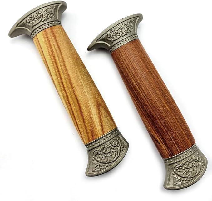 1PC Wooden Knife Handle with Steel Knife Finger Guard Protector Fits for Kitchen Knives Blank Knife Grip Replacement
