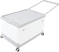 Foldable Storage Bin with Lid Wheels Stackable Rolling Utility Storage Container with Handle Clothes Books Snack Shoe Grocery Collapsible Bins with Lids (L (71x50cm/28x19.7in))