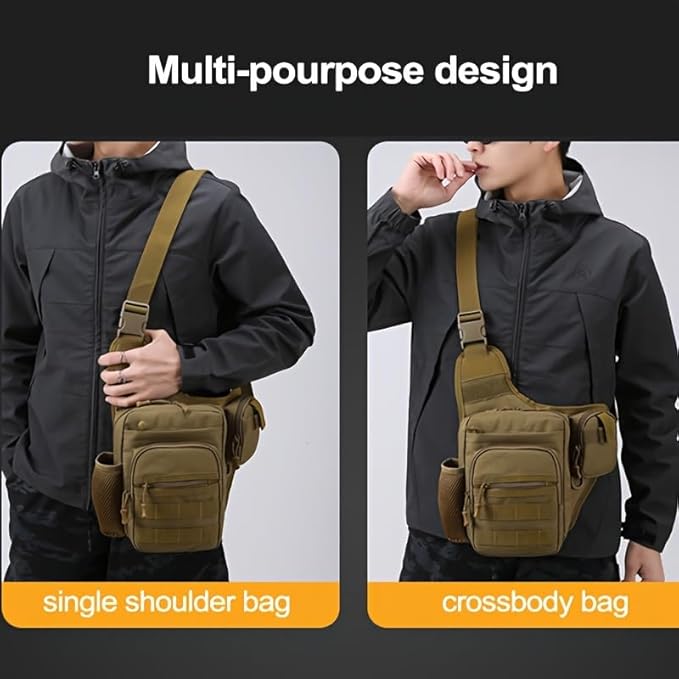 Jungle Leopard Fishing Shoulder Bag Cycling Crossbody Tactical Chest Pack Single Backpack Travel Climbing Camping(RG)