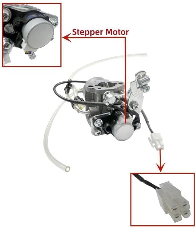 Carburetor with Stepper Motor Gaskets and Fuel Line for GENMAX GM3200i GM3300i 3200-Watt 3300-Watt 145cc Inverter Generators