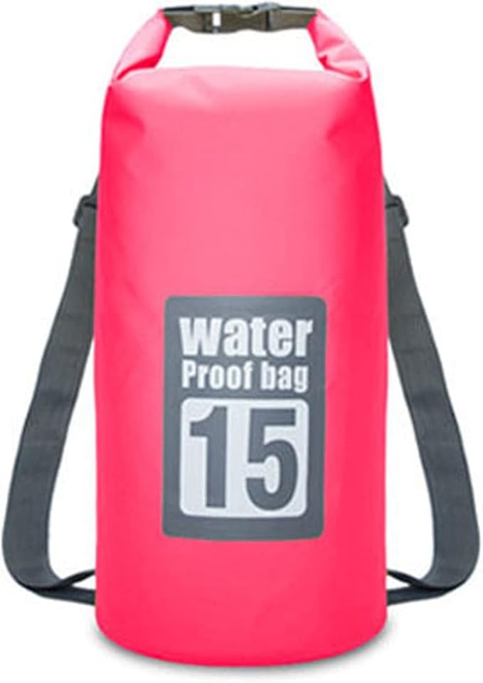 Waterproof Dry Bag Floating Waterproof Dry Bag Roll Top Dry Compression Sack with Adjustable Shoulder Straps (Color : Pink)