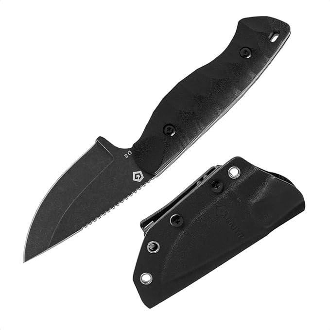 GRITR Scout Fixed Drop Point Blade Full Tang Knife with Ambidextrous Kydex Belt Sheath for Outdoor Camping Hiking Hunting Fishing Survival | EDC Tactical Gear for Men &amp Women