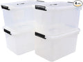 Vababa 10.5 Quart Clear Latch Storage Box with Handle 4-Pack Plastic Storage Bin withLid