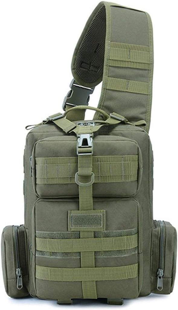 Tactical Shoulder Sling Bag Small Outdoor Crossbody Chest Pack for Men Traveling Trekking Camping Daypack (Military Green)