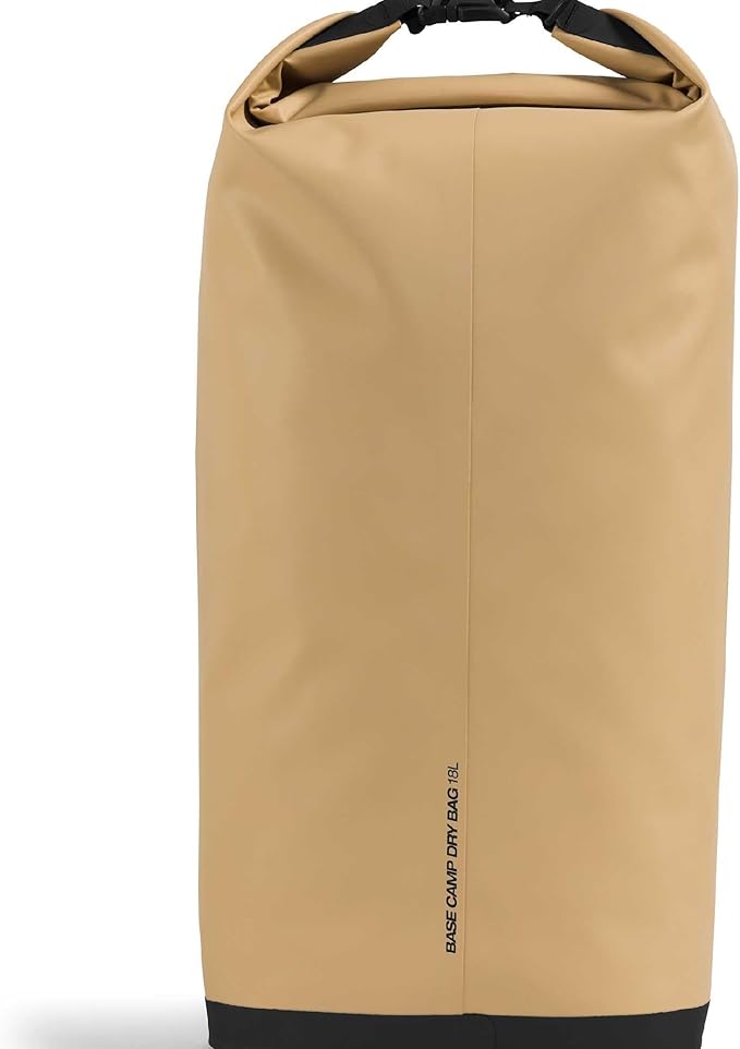 The North Face Base Camp Dry Bag - Roll-Top Waterproof Stuff Sack Ideal for Camping Gear &amp Kayak Accessories Khaki Stone/TNF Black 18 Liters