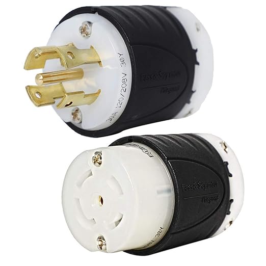 Iron Box L21-30 Generator Plug and Connector Set L21-30P + L21-30R 30A Durable Materials 120/208V 5-Wire Locking Power Cord End Industrial Grade Nylon Housing 6240W Generator Cable 12/5 AWG(20pack)