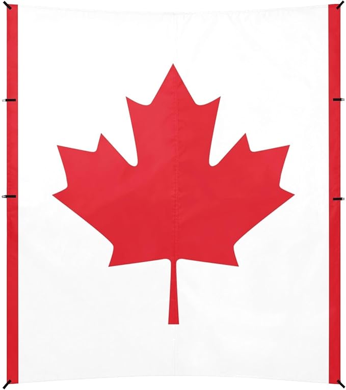 Canada Flag Foldable Beach Tent UPF50+ Protection Easy Setup Shade Sun Shelter with Sand Shovel for Family Trips Picnics &amp Camping
