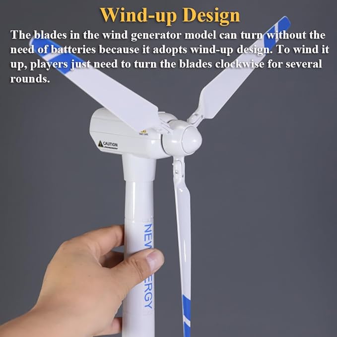 Wind Turbine Model 21.65 Inch Large Size Generator Windmill Toy Science Kit STEM Experiment With Wind-up Rotatable Blades