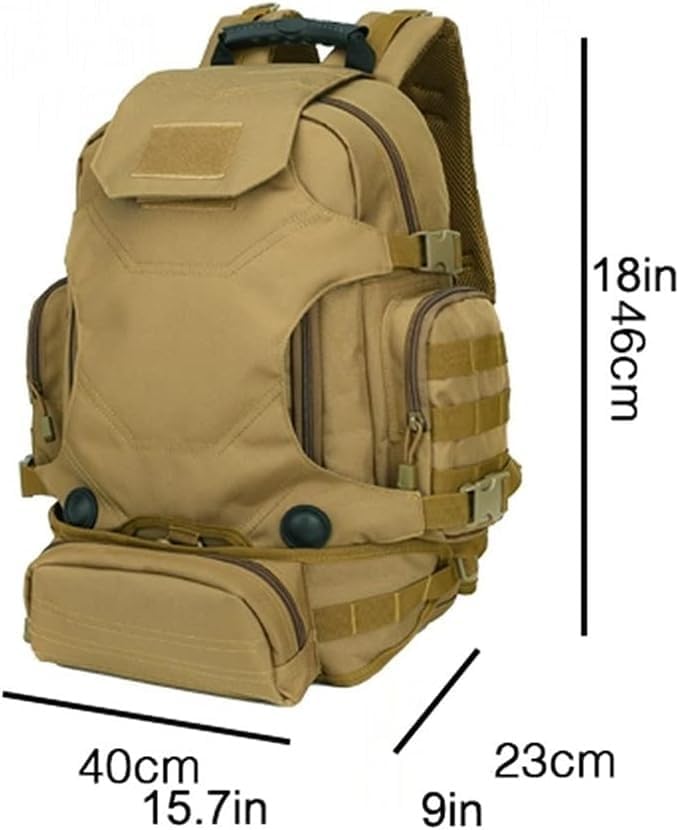 40L Tactical Military MOLLE Assault Backpack Pack 3 Way Modular Attachments Waterproof Large Bag Rucksack Sport(Khaki)