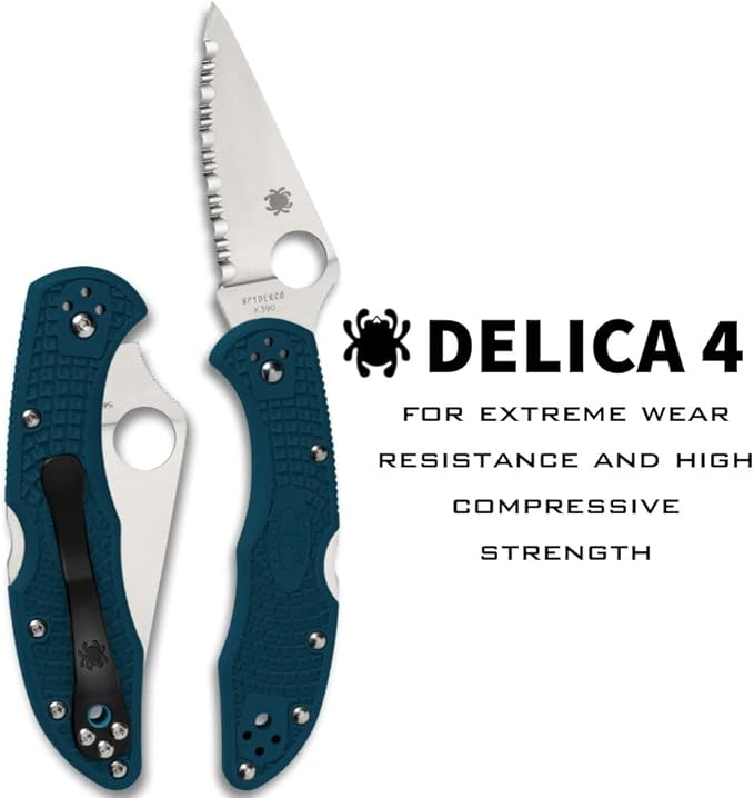 Spyderco Delica 4 Folding Pocket Knife with 2.90 Inch K390 Steel Blade with Blue FRN Handle - SpyderEdge - C11FSK390