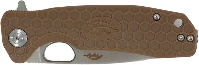 Honey Badger Large Pocket Knife EDC Drop Point Folding Utility Knife 3.6 Steel Blade Reversible Pocket Clip - (3.8oz) Drop Point Large Tan D2 HB1010