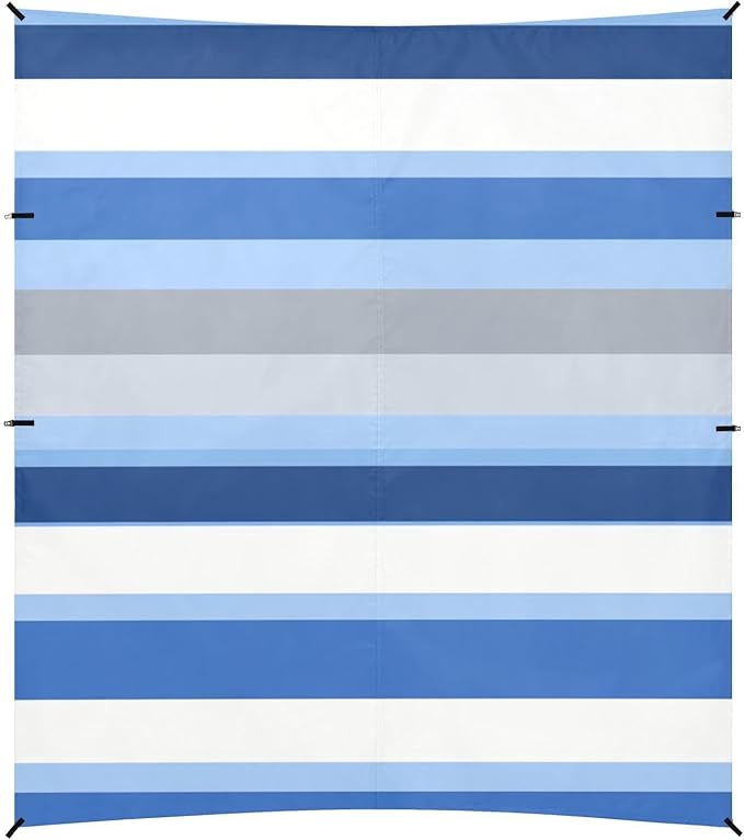 ALAZA Blue and Grey Stripe Beach Tent Sun Shelter Portable Canopy Sunshade for Outdoor Camping Picnics Backyard Fun 10x9 ft