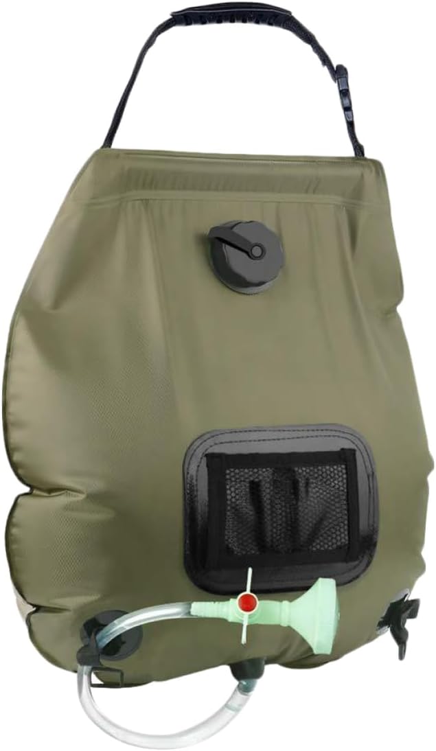 BESPORTBLE Portable Camping Shower Bag Storage Shower Nozzle for Outdoor Activities Hiking Beach and Travel Olive Green Convenient Water Control