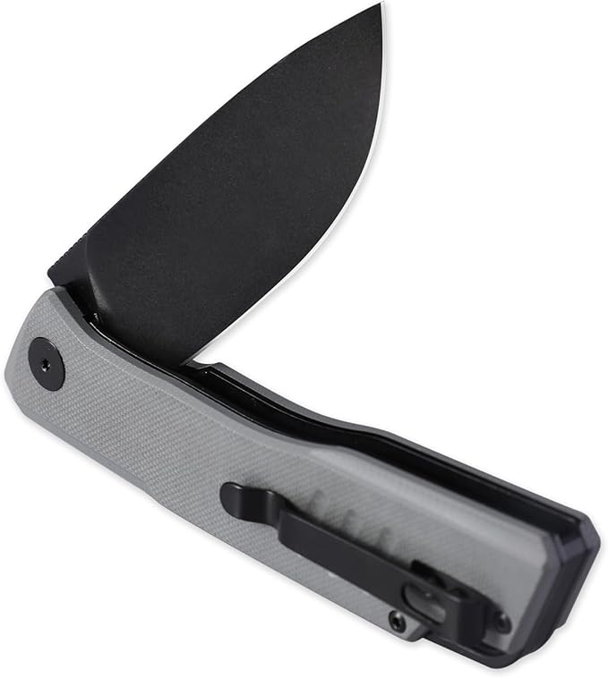 Petrified fish PFB02 Loco Pocket Knife 3.70 D2 Satin Blade Camping Knife 5.29oz G10 Handle Flipper Liner lock Folding knife for EDC (Green Black Stonewashed)