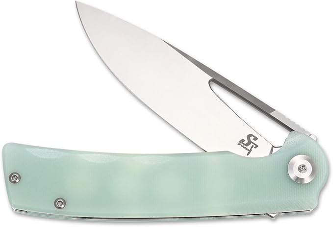 Sitivien ST126 Folding KnifeD2 Satin Blade+G10 HandlesLiner LockDeep Carry Pocket Clip for Outdoor and EDC(Jade)