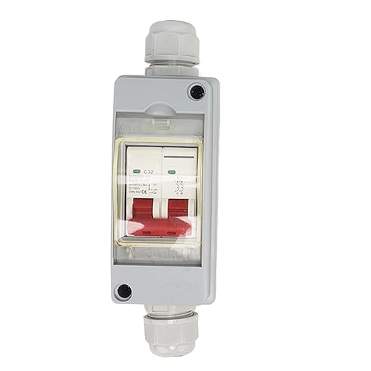 Solar Panel Disconnect Switch 32A DC Circuit Breaker MCB IP65 Waterproof Distribution Box for PV System Outdoor Protection(Without Cable)