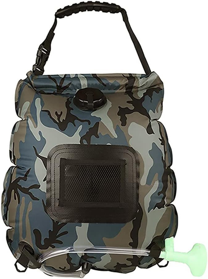 Solar Shower Bag 20L Foldable Lightweight Portable Solar Heating Bag with On/Off Switch Shower Header for Outdoor Travel Swimming Beach Hiking Cycling