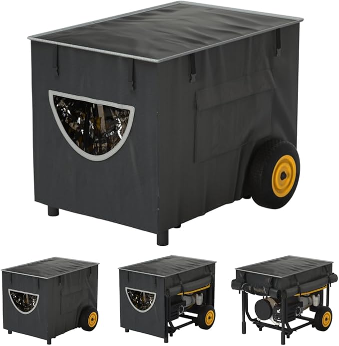 Runtime Generator Cover 100% Waterproof Generator Cover Double Layer Design All Weather Use Extra Heavy Duty 600D Water Resistant Polyester Tarp 32x24x24 Tear-resistant black.