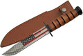SZCO Hunting Knife 12.25 Inch - Flag Camping Knife with Leather Handle Stainless Steel Blade &amp Sheath - Pocket Knife for Hunting Camping &amp Outdoor Uses - Knives for Men