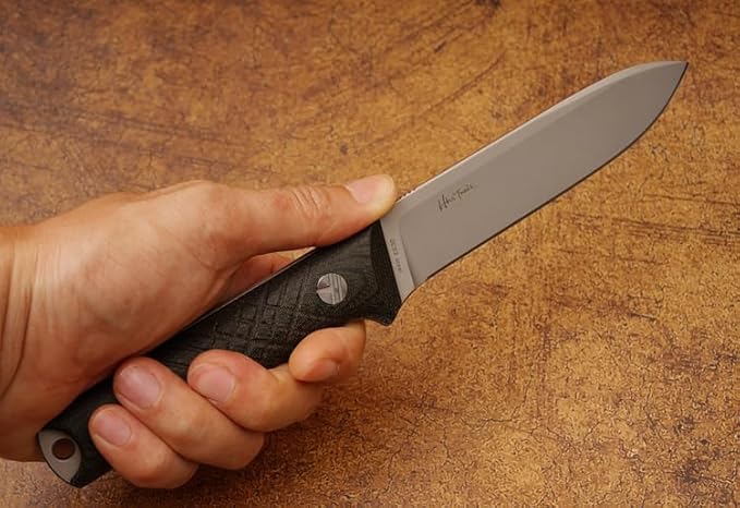 Life-Saving Knife DC53 Alloy Steel Blade 60-62HRC Titanium Coated Stone Wash Finish Black Linen Micarta Handle Kydex Sheath Outdoor Camping Jungle Tool